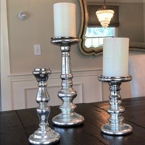 Mirrored Glass/Metallic Candle Stick Holders